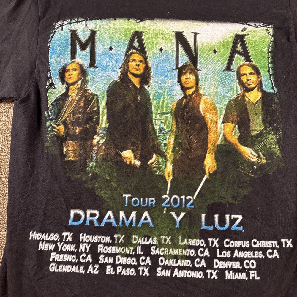 MANA 2012 Drama Y Luz Tour T-shirt Black Small Double Sided Lot Shirt Band Music - Picture 4 of 7
